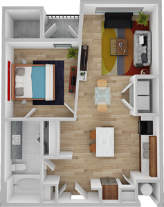 A1 - One Bedroom / One Bath 708 Sq. Ft.*